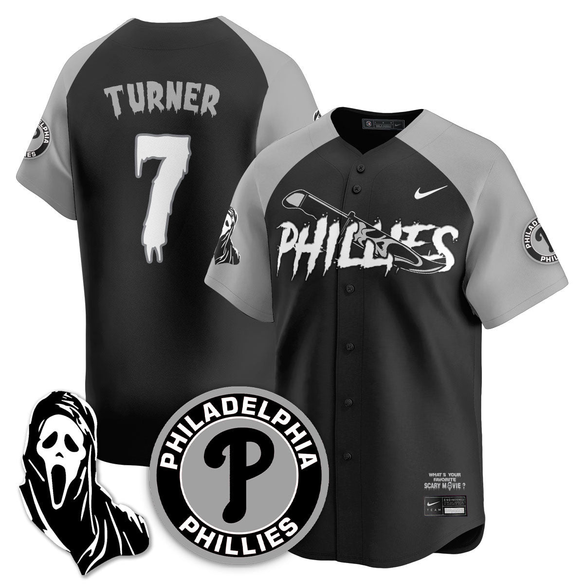 Men's Philadelphia Phillies "Scream Ghostface" Jersey - Stitched