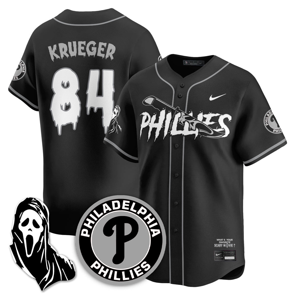 Men's Philadelphia Phillies "Scream Ghostface" Jersey - Stitched