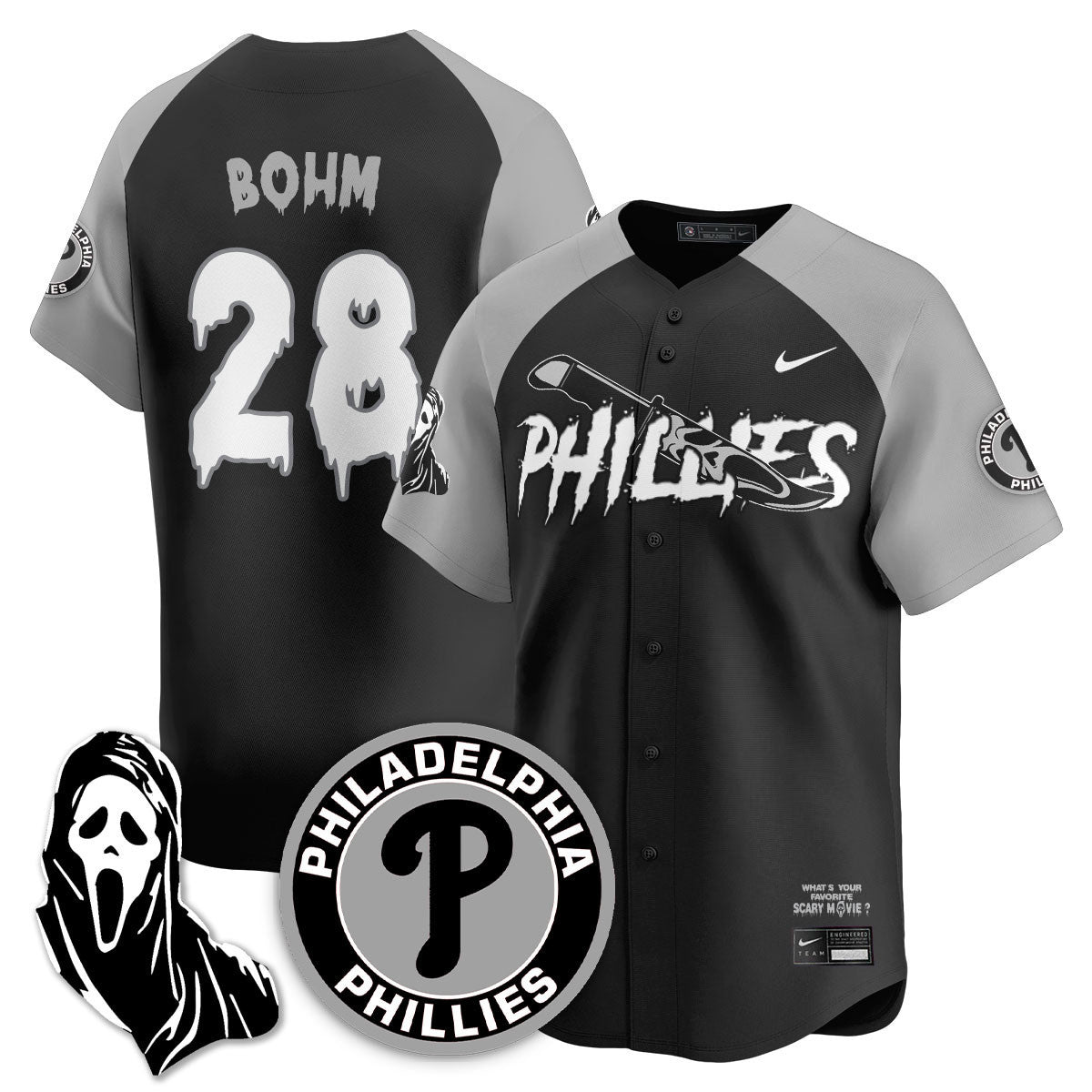 Men's Philadelphia Phillies "Scream Ghostface" Jersey - Stitched