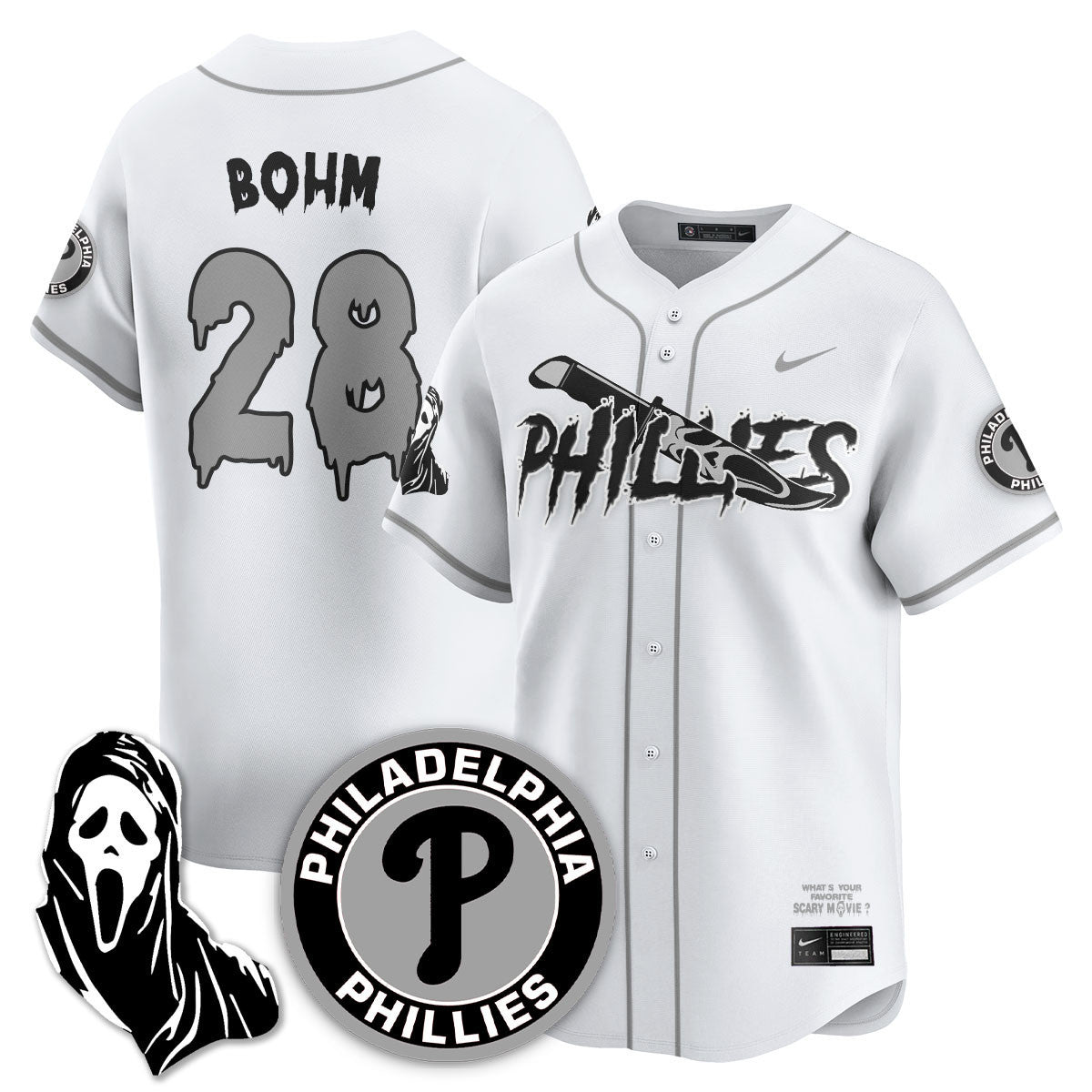 Men's Philadelphia Phillies "Scream Ghostface" Jersey - Stitched