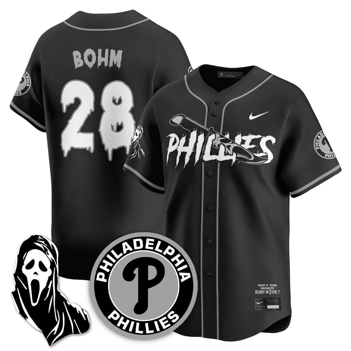 Men's Philadelphia Phillies "Scream Ghostface" Jersey - Stitched