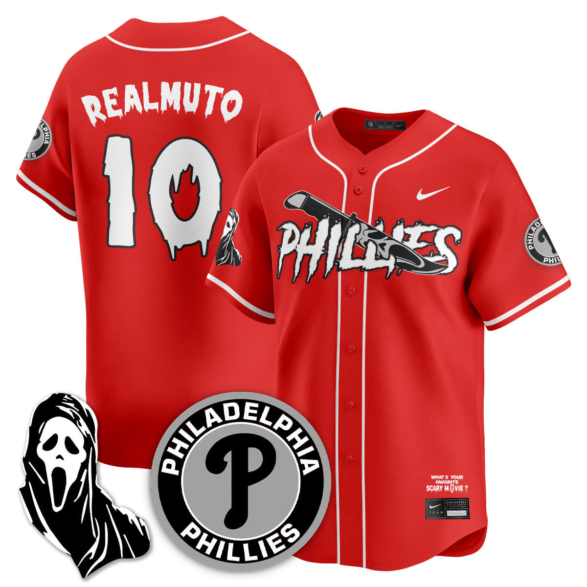 Men's Philadelphia Phillies "Scream Ghostface" Jersey - Stitched