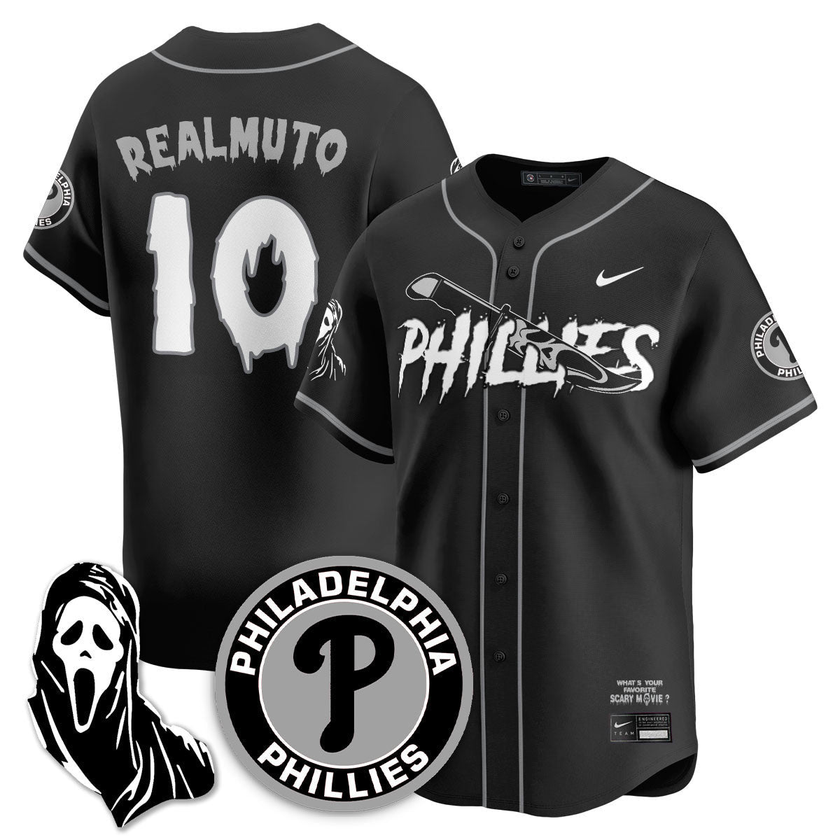 Men's Philadelphia Phillies "Scream Ghostface" Jersey - Stitched