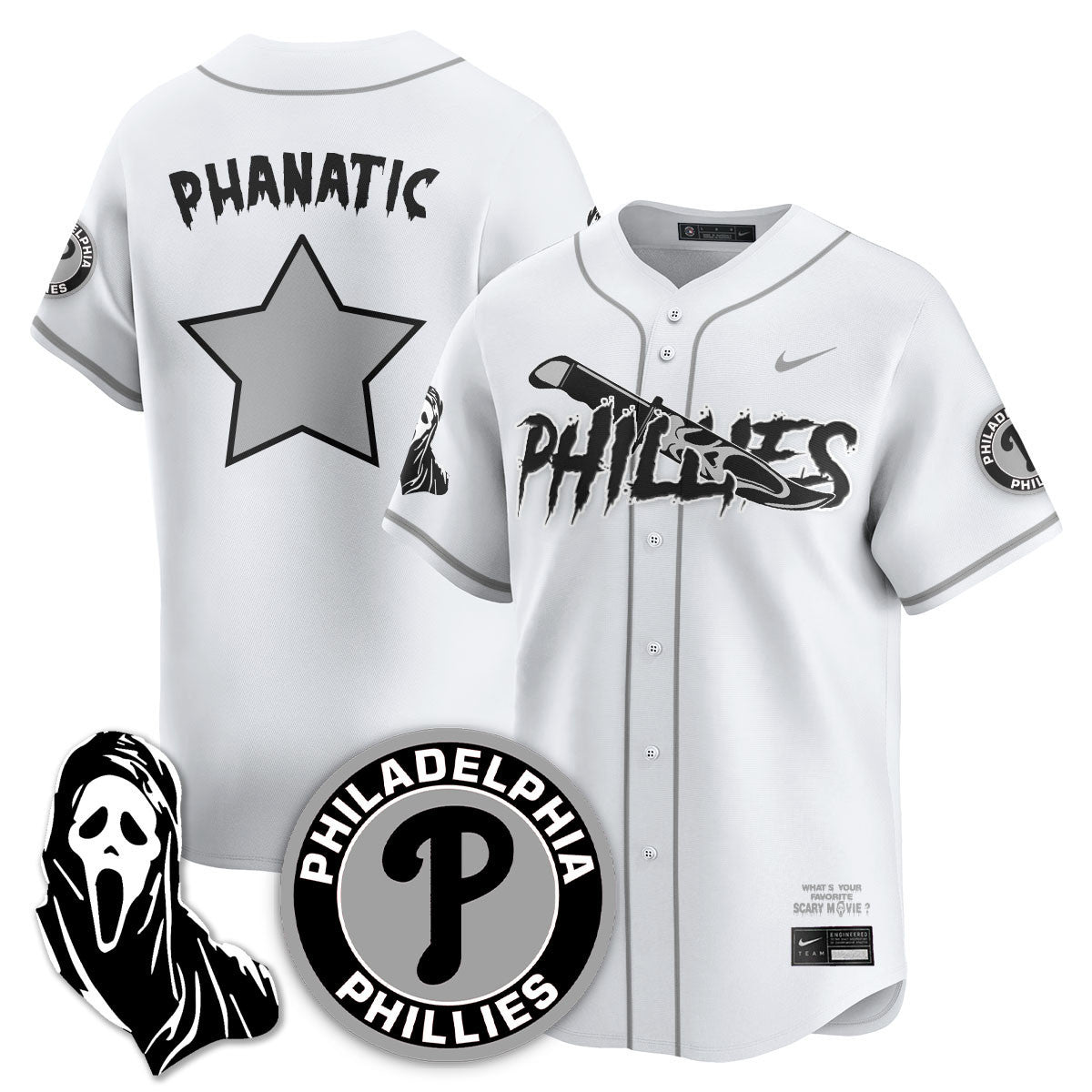 Men's Philadelphia Phillies "Scream Ghostface" Jersey - Stitched