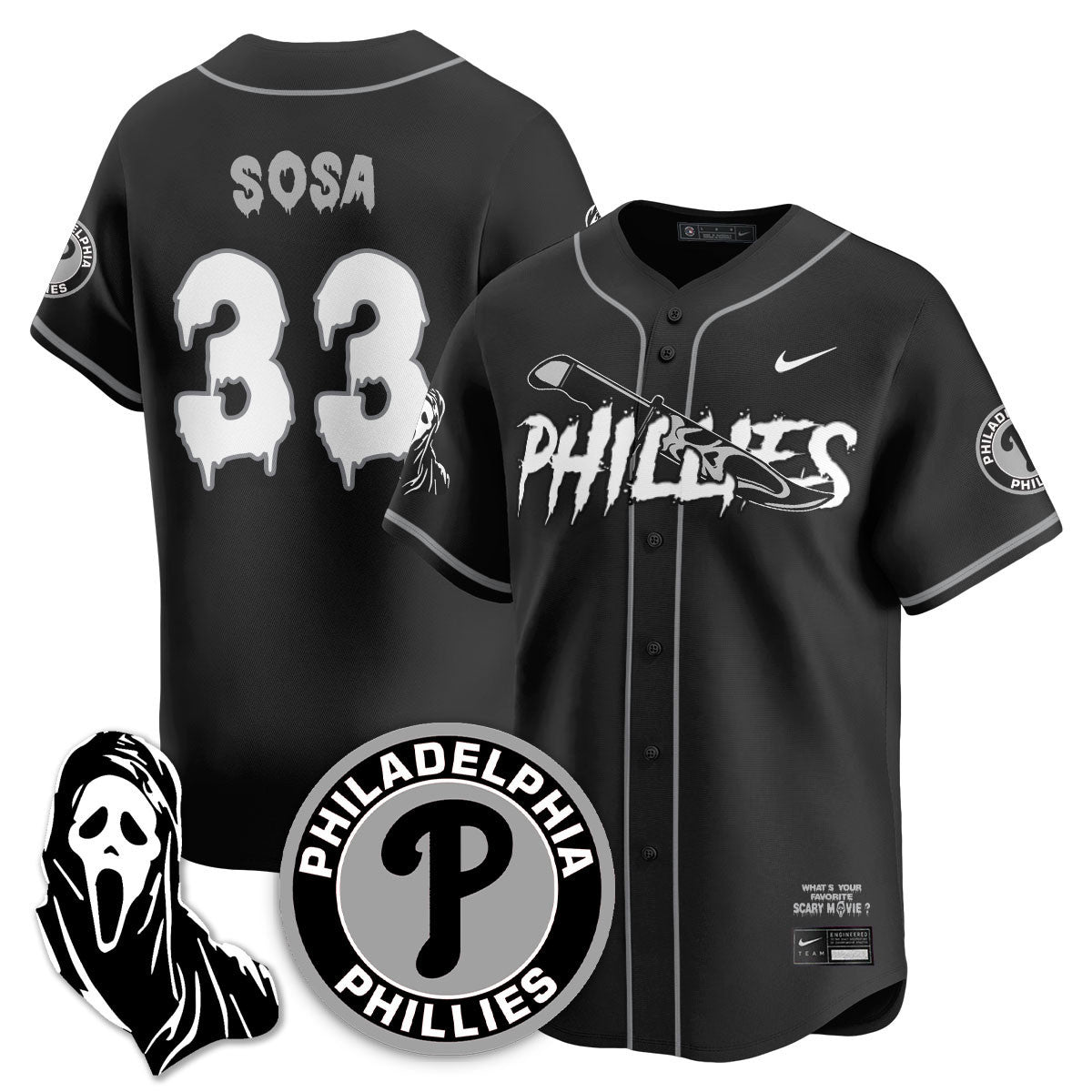 Men's Philadelphia Phillies "Scream Ghostface" Jersey - Stitched