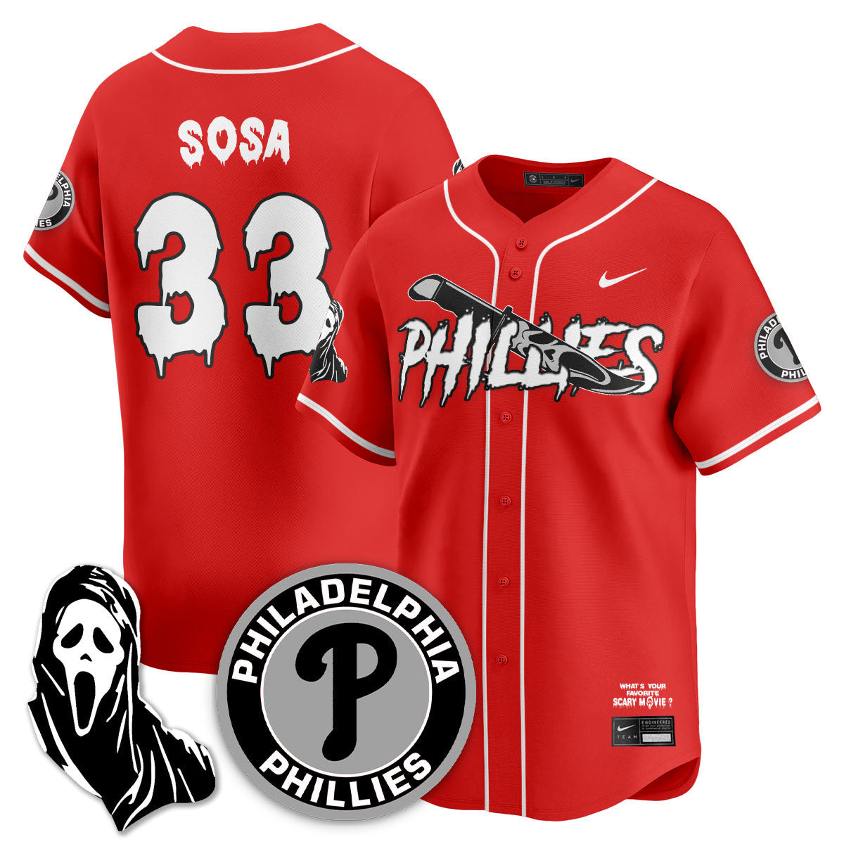 Men's Philadelphia Phillies "Scream Ghostface" Jersey - Stitched