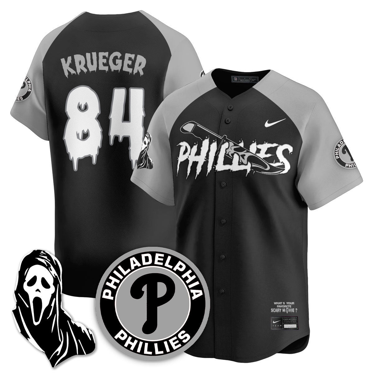 Men's Philadelphia Phillies "Scream Ghostface" Jersey - Stitched