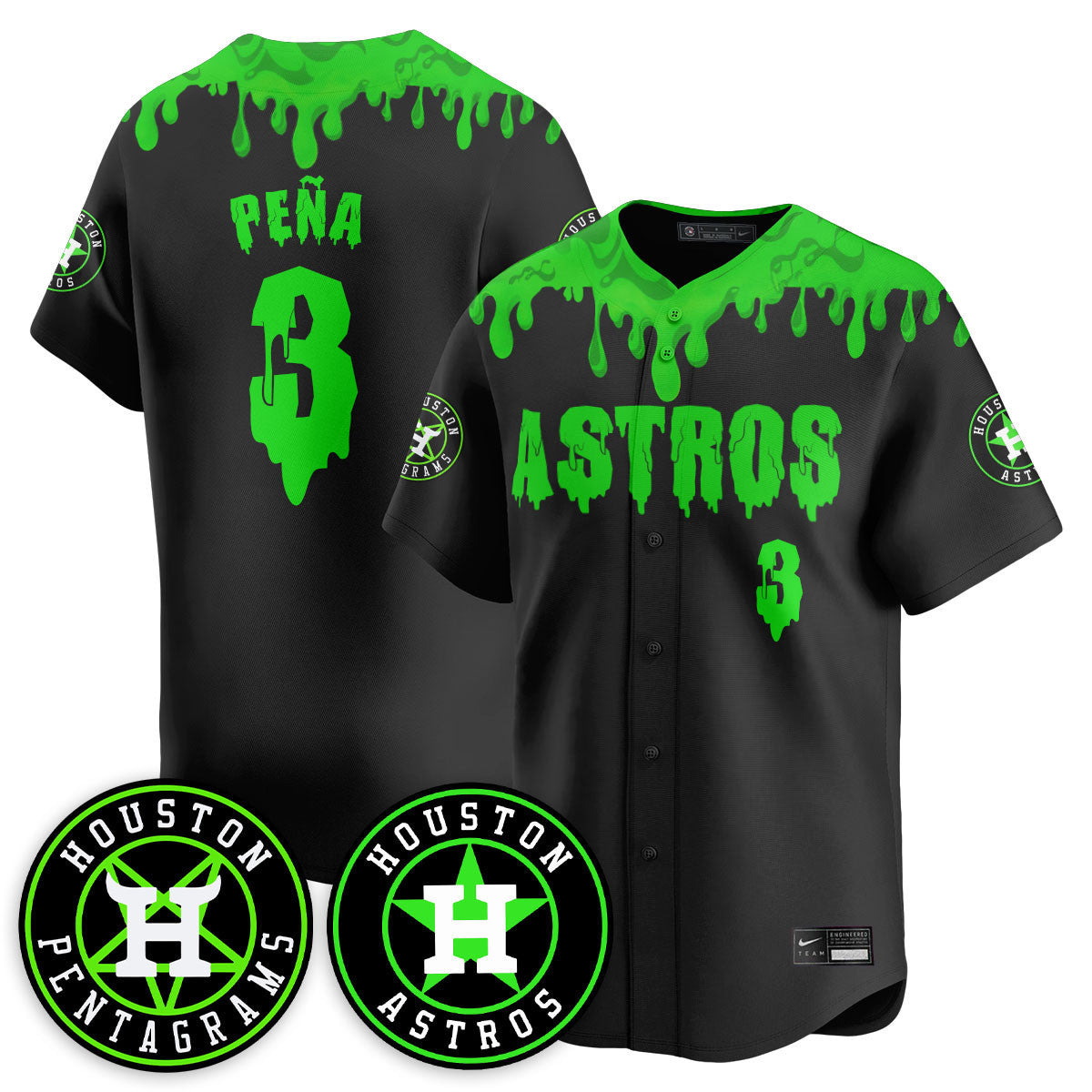 Custom Houston Astros "Slime Night Special" Jersey - Stitched
