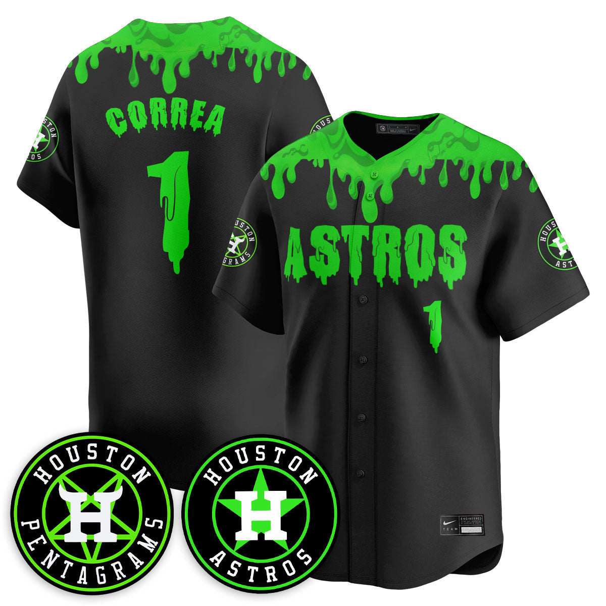 Custom Houston Astros "Slime Night Special" Jersey - Stitched