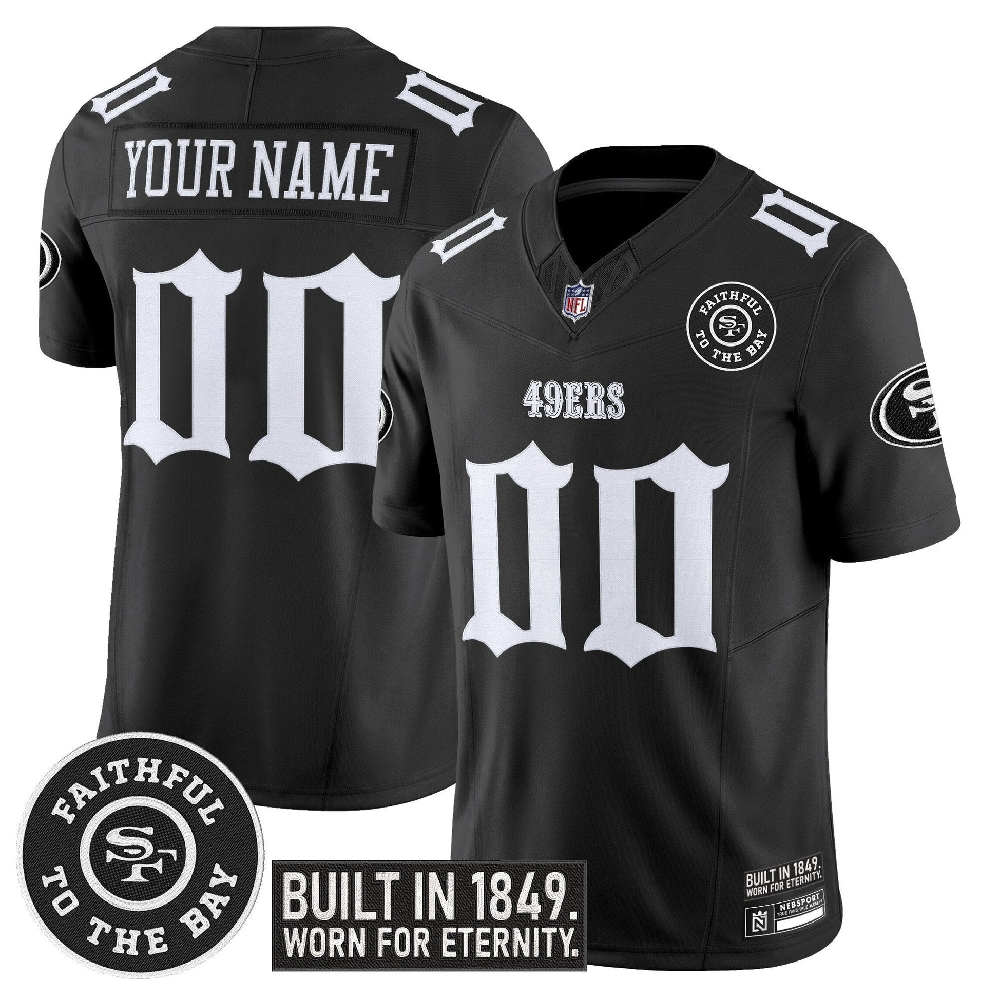 San Francisco 49ers 'Fog City Gothic Edition' Vapor Limited Custom Jersey - All Stitched