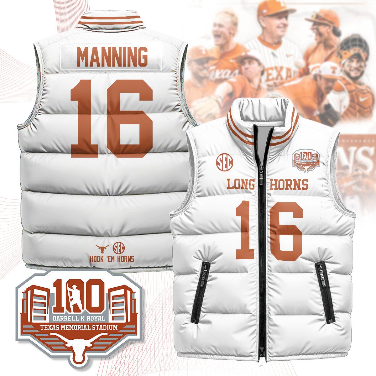 Texas Longhorns Unisex Puffer Vest