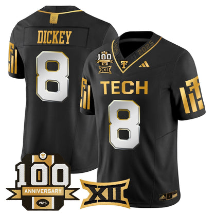 Men's Texas Tech Red Raiders 2025 Gold Vapor Limited Jersey - 100th Anniversary Patch - All Stitched