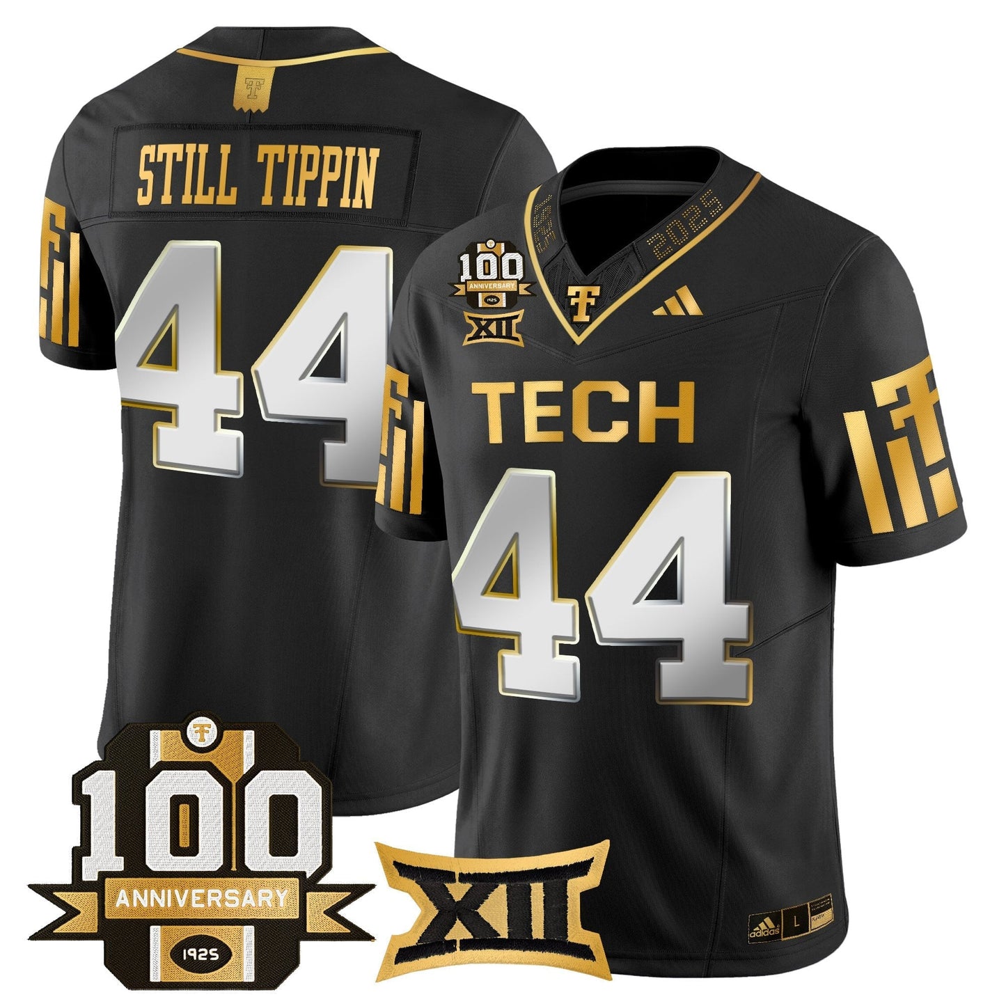 Men's Texas Tech Red Raiders 2025 Gold Vapor Limited Jersey - 100th Anniversary Patch - All Stitched