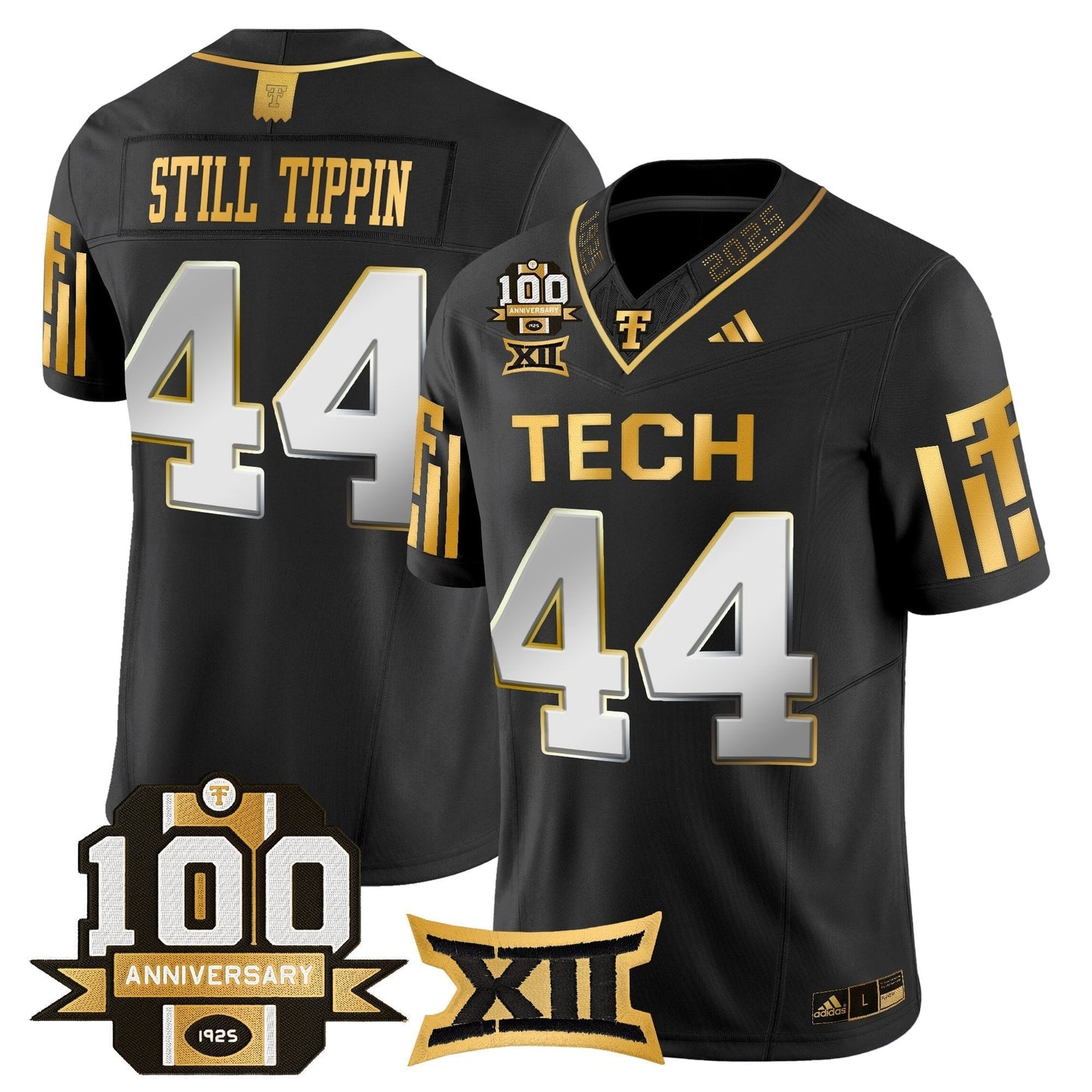 Men's Texas Tech Red Raiders 2025 Gold Vapor Limited Jersey - 100th Anniversary Patch - All Stitched