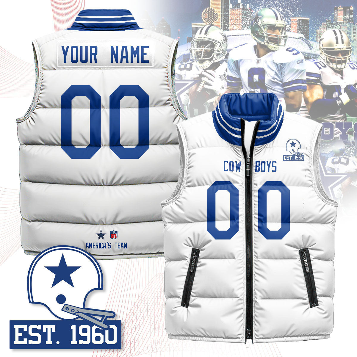 Custom Dallas Cowboys Unisex Puffer Vest