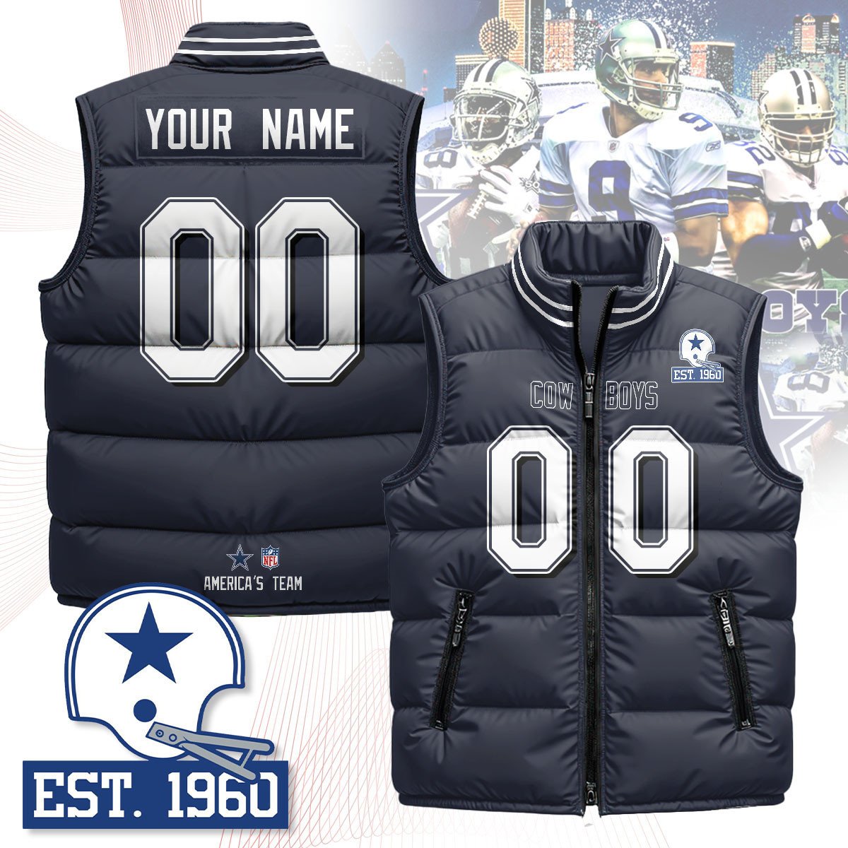 Custom Dallas Cowboys Unisex Puffer Vest