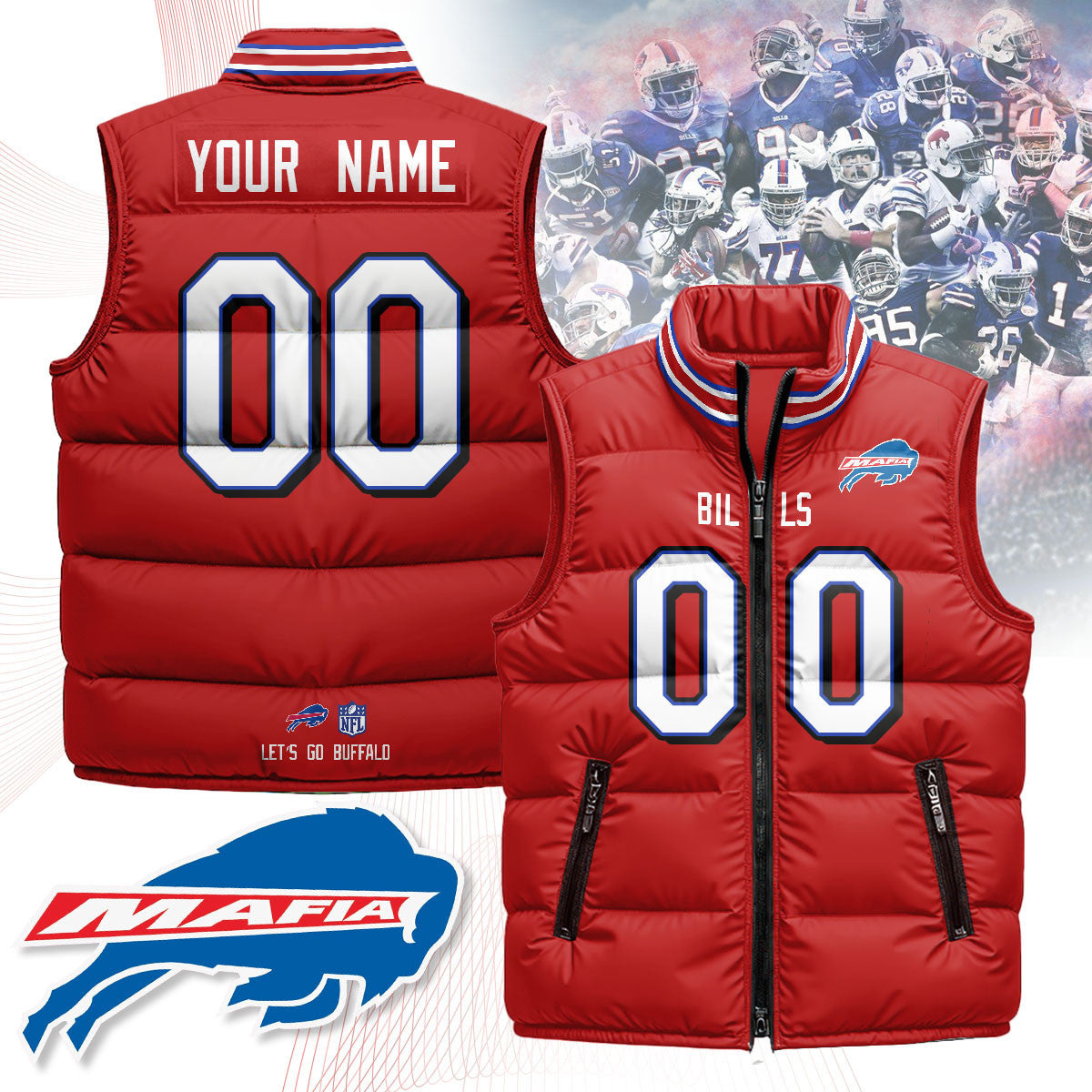 Custom Buffalo Bills Unisex Puffer Vest