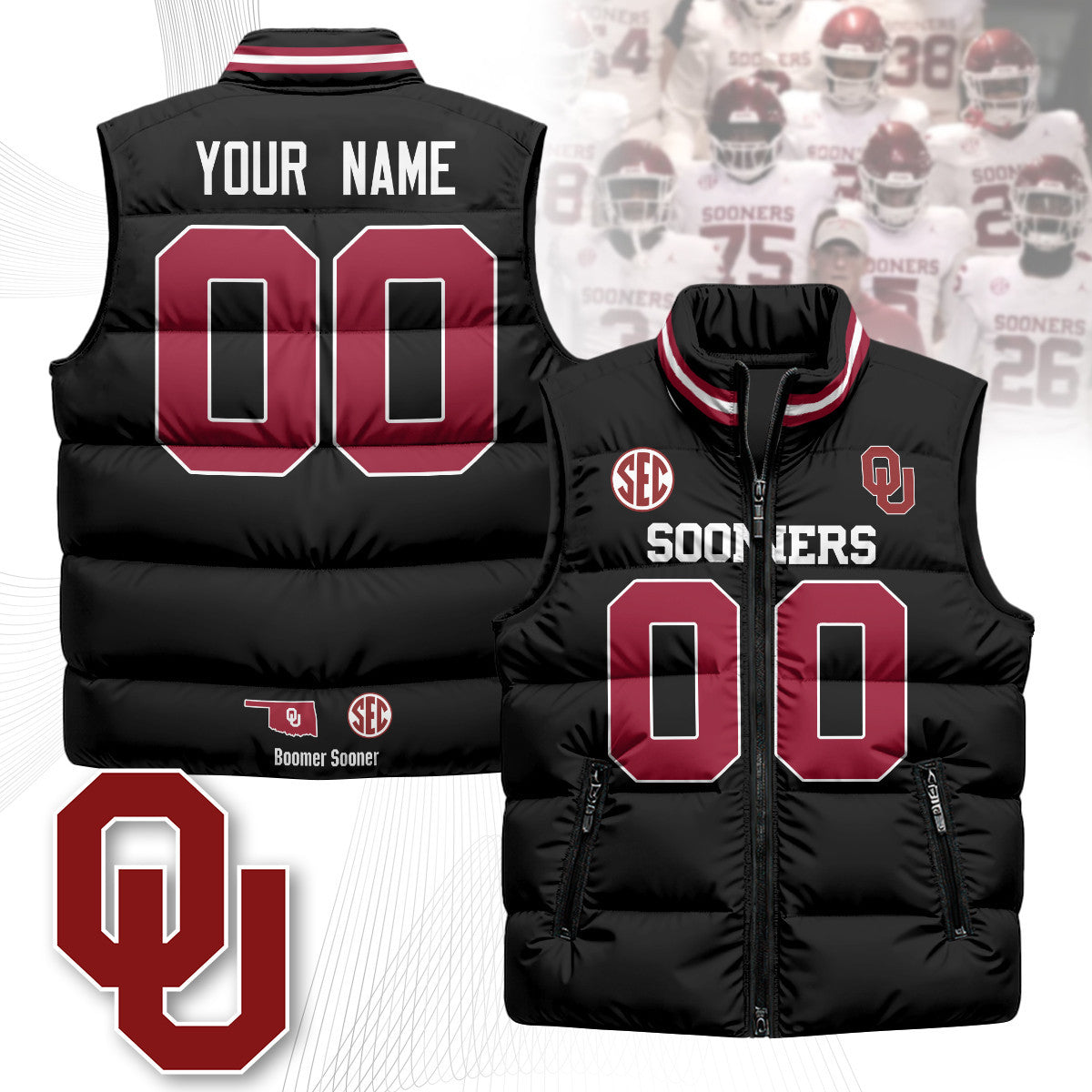 Oklahoma Sooners Unisex Puffer Vest