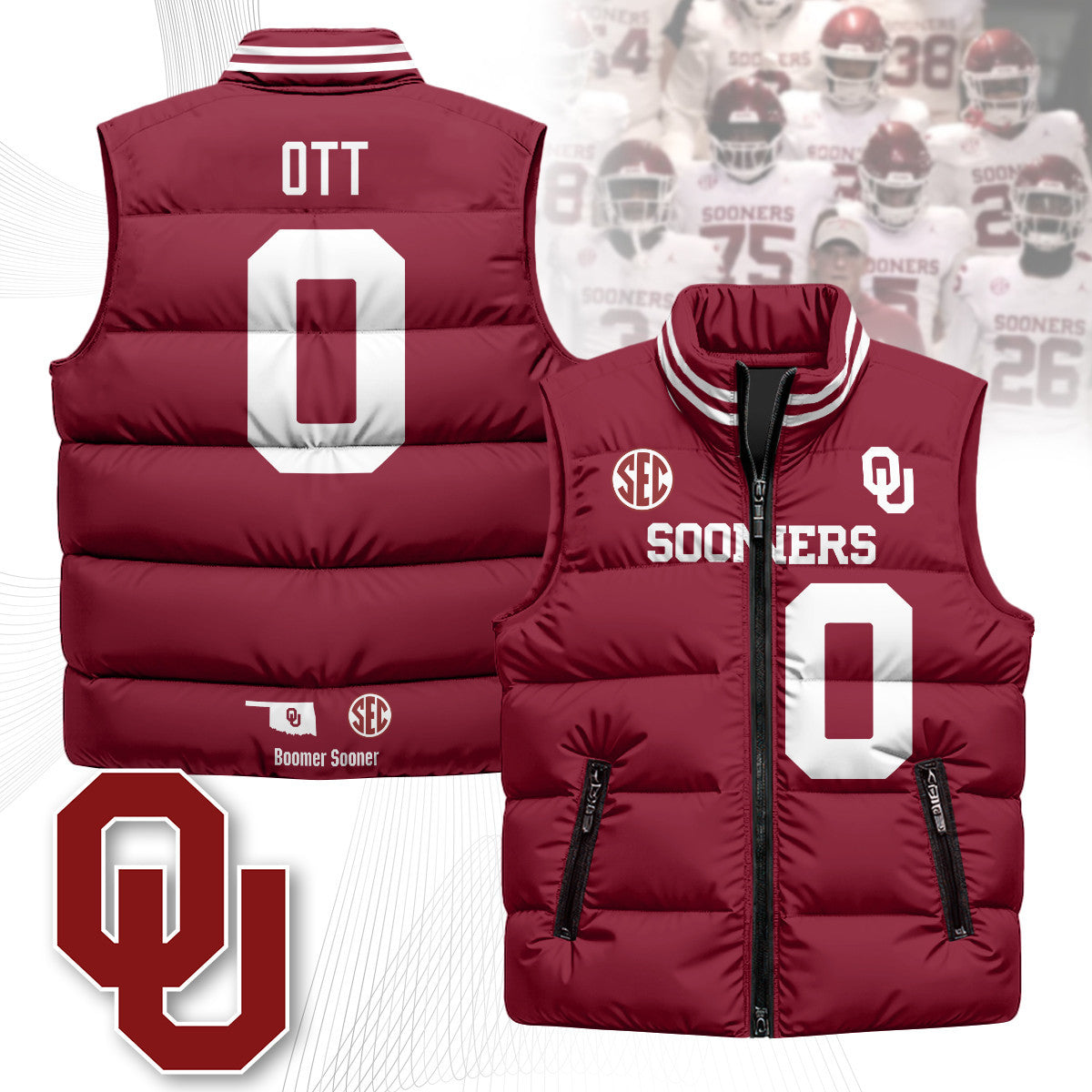 Oklahoma Sooners Unisex Puffer Vest