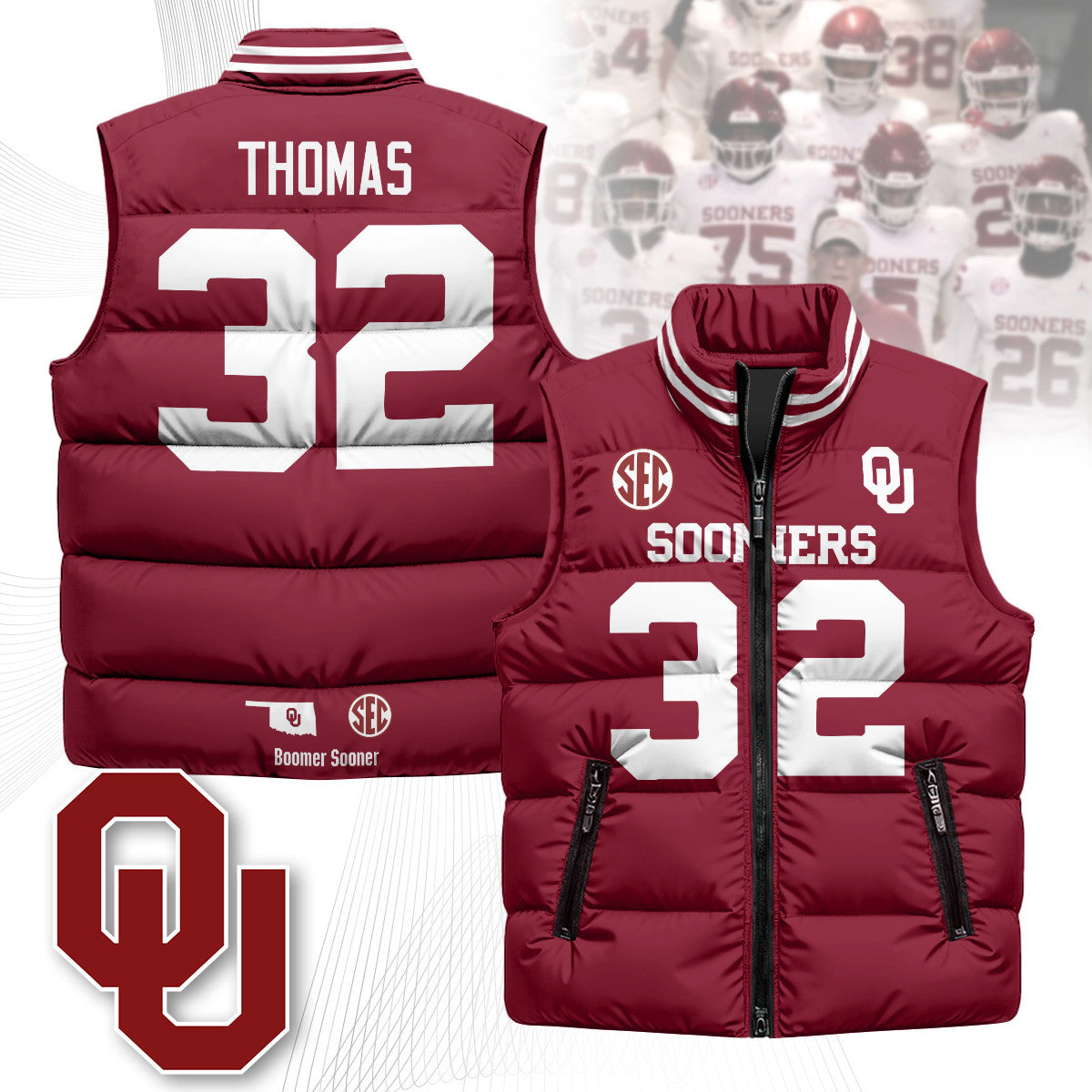 Oklahoma Sooners Unisex Puffer Vest