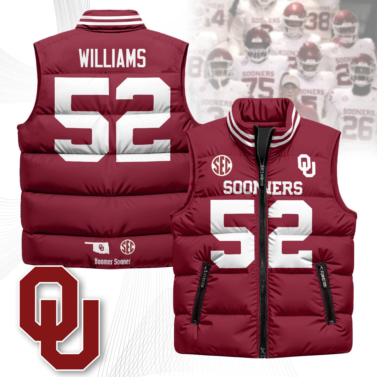 Oklahoma Sooners Unisex Puffer Vest