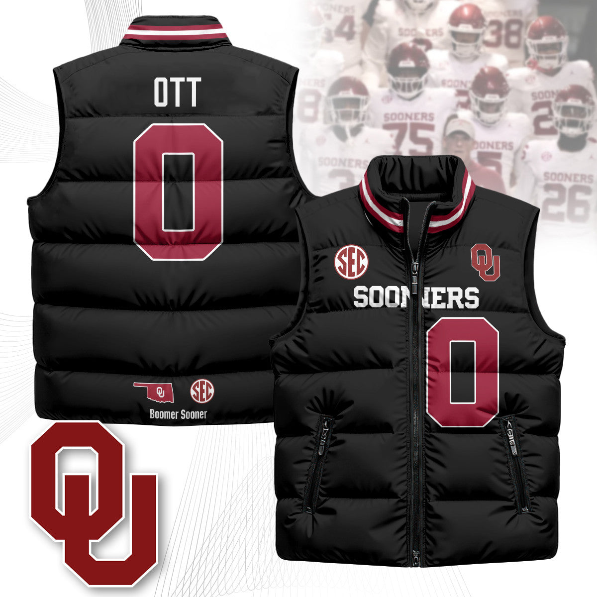Oklahoma Sooners Unisex Puffer Vest