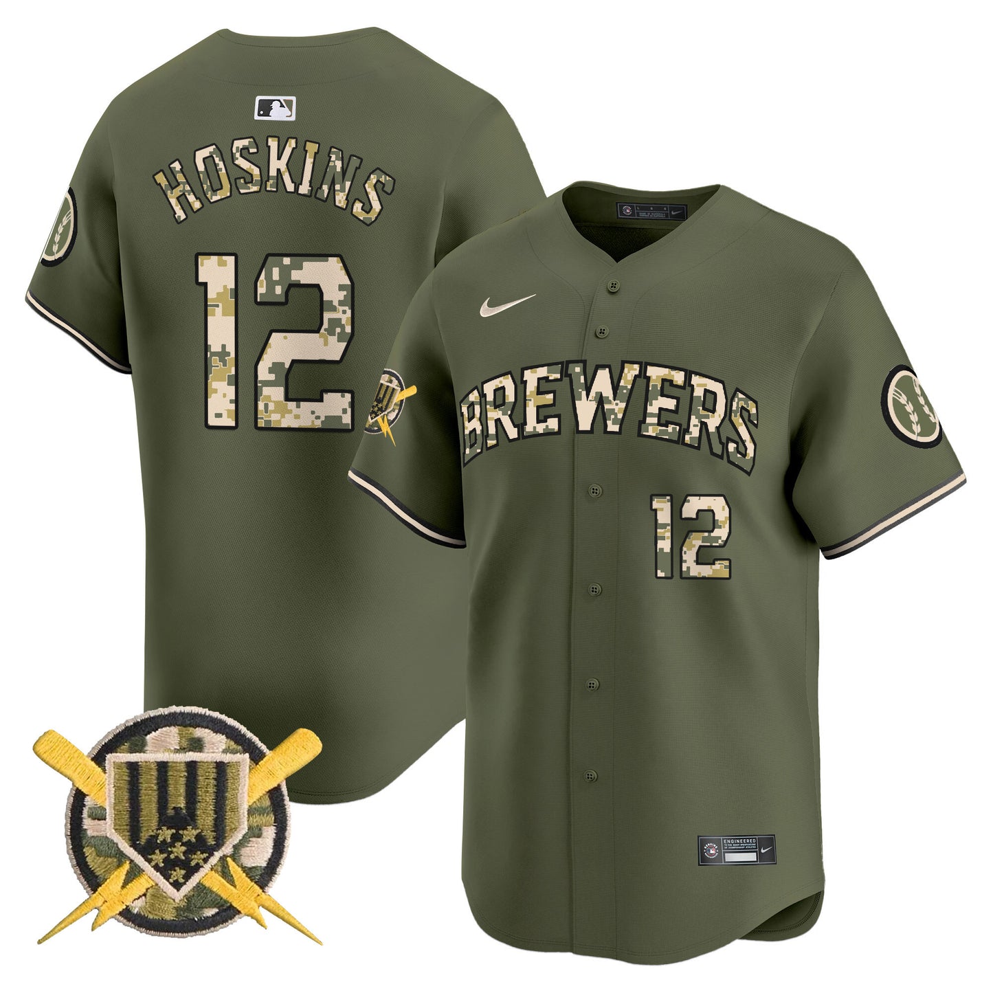 Milwaukee Brewers Armed Forces Day Vapor Premier Limited Jersey - All Stitched