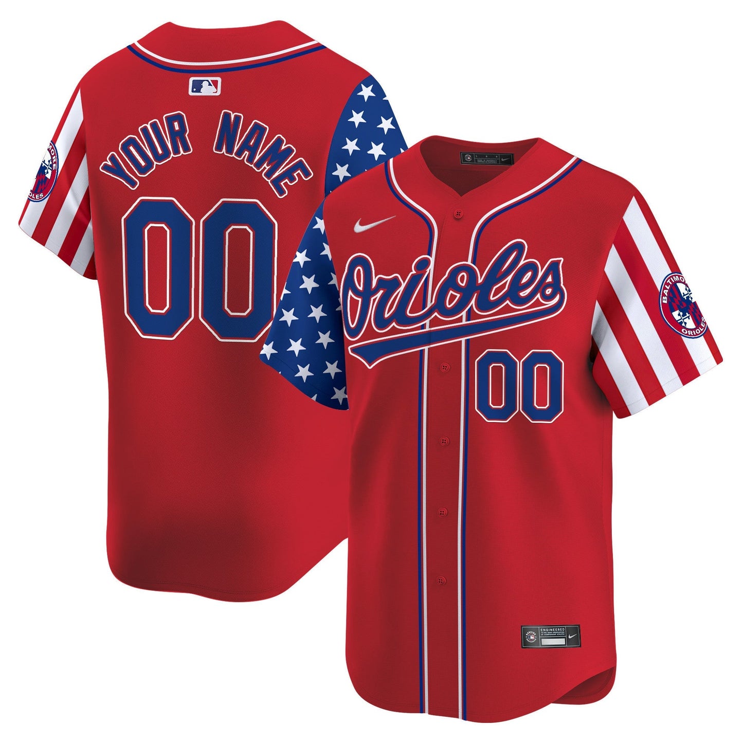 Baltimore Orioles 2025 Independence Day Vapor Premier Limited Custom Jersey - All Stitched