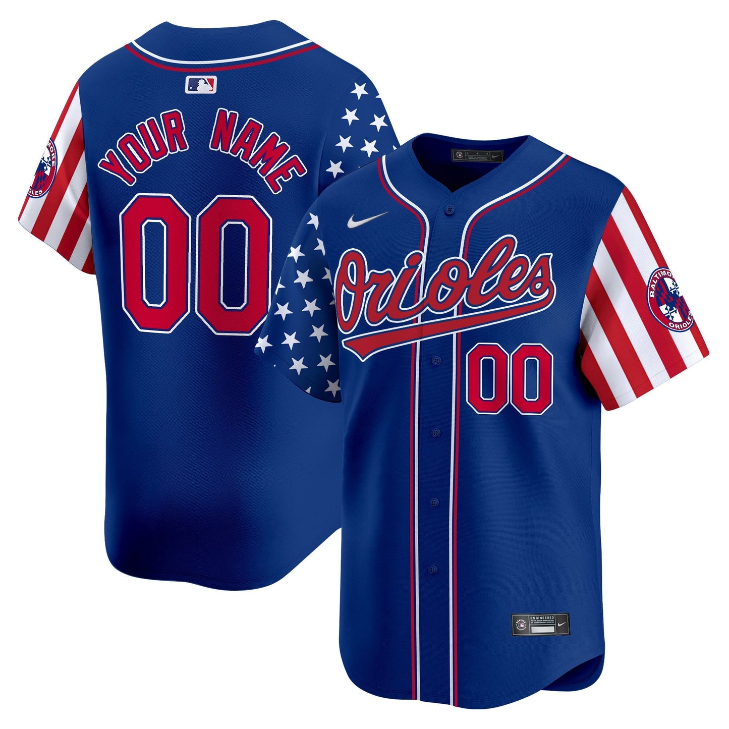Baltimore Orioles 2025 Independence Day Vapor Premier Limited Custom Jersey - All Stitched