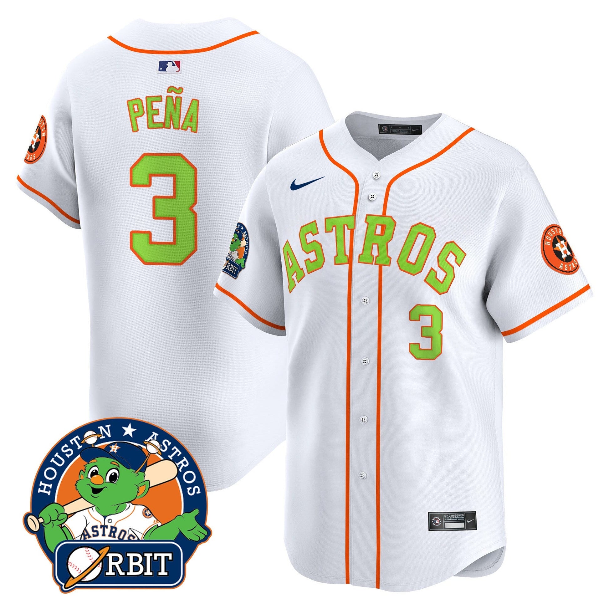 Men's Astros Orbit Patch Vapor Premier Limited Jersey V2 - All Stitched
