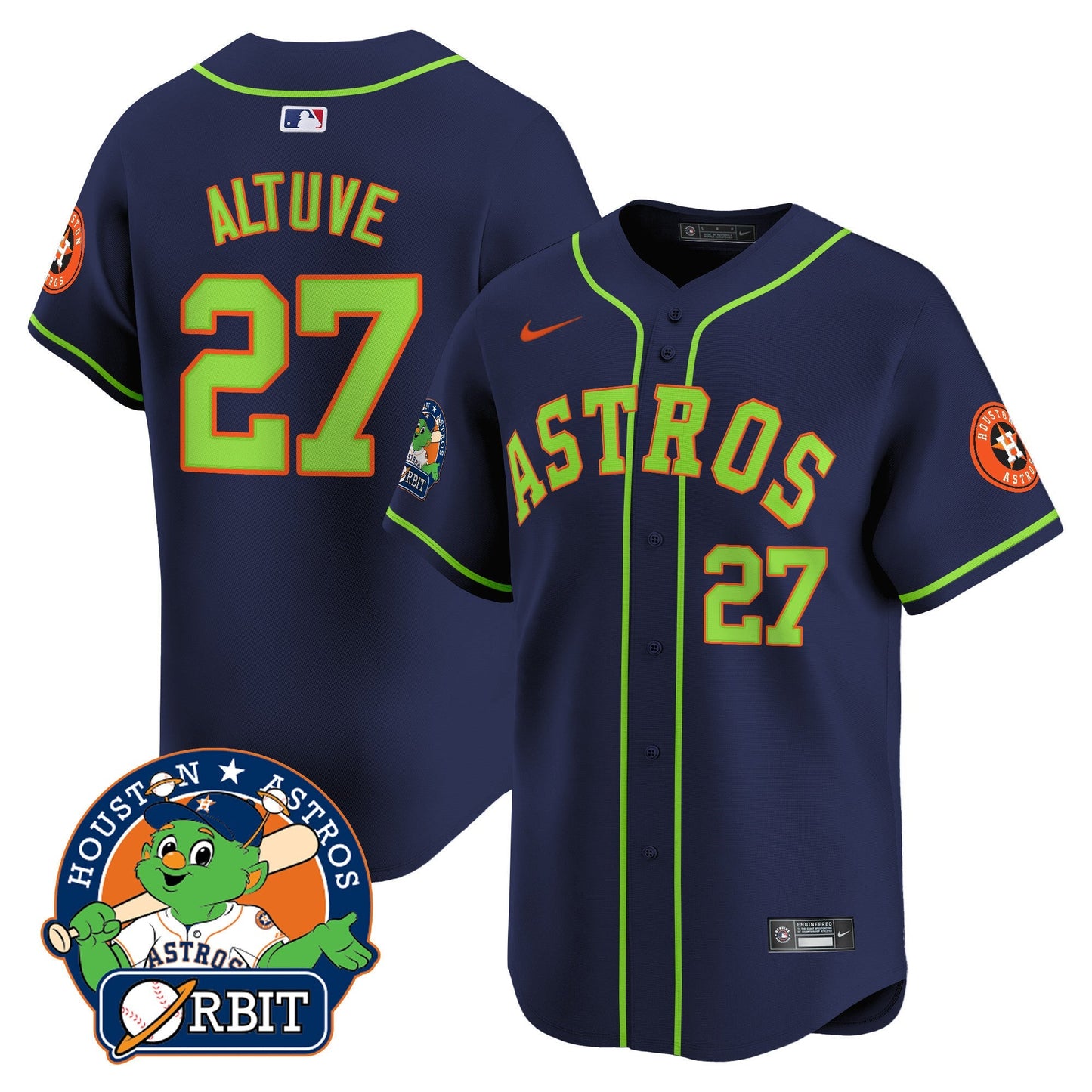 Men's Astros Orbit Patch Vapor Premier Limited Jersey V2 - All Stitched