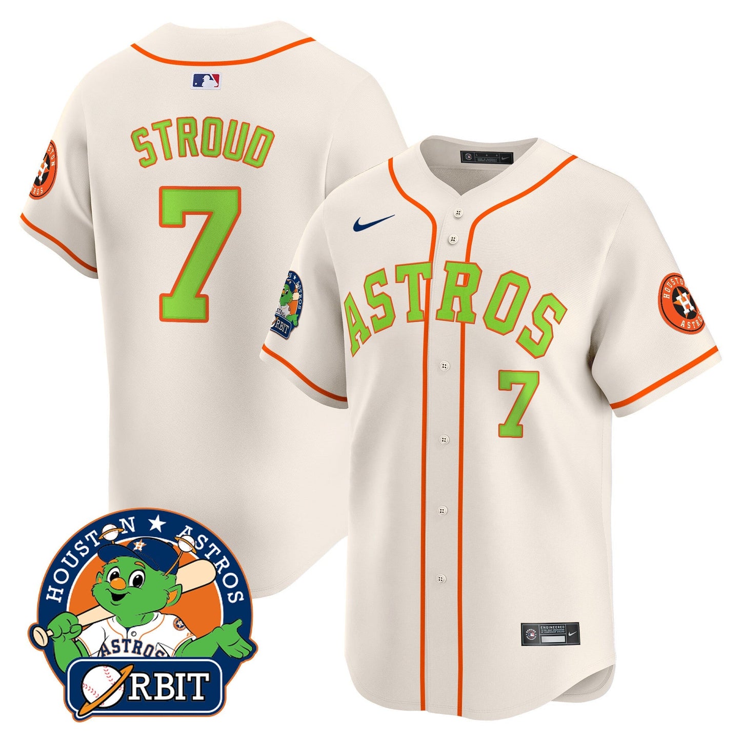 Men's Astros Orbit Patch Vapor Premier Limited Jersey V2 - All Stitched