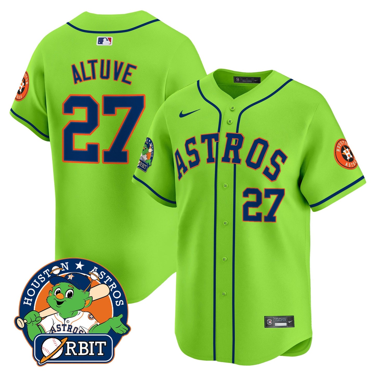 Men's Astros Orbit Patch Vapor Premier Limited Jersey V2 - All Stitched