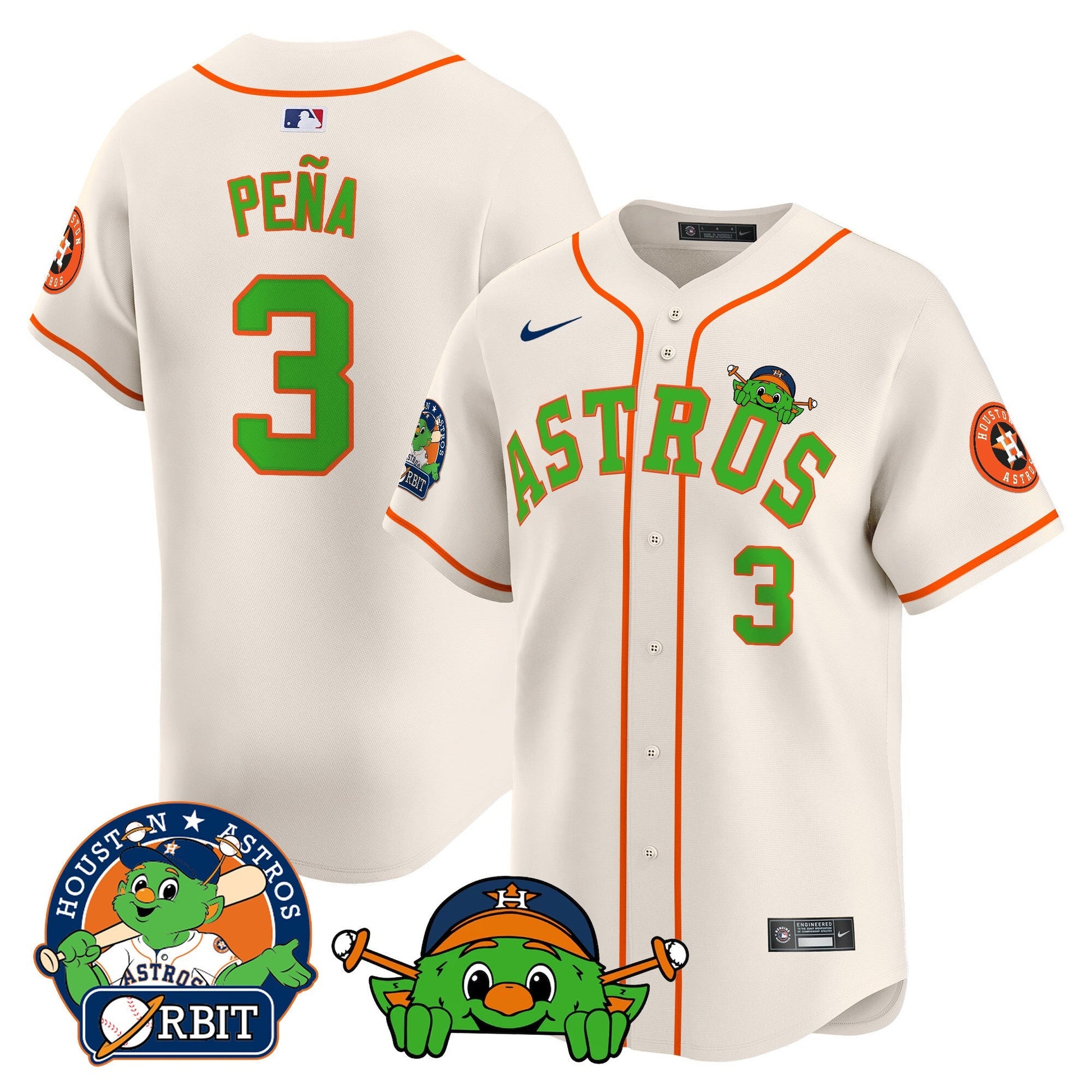 Men's Astros Orbit Patch Vapor Premier Limited Jersey V3 - All Stitched