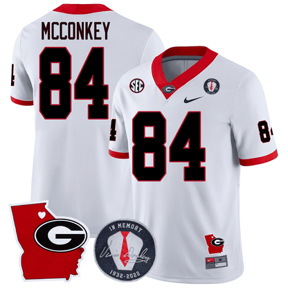 Georgia Bulldogs 2023 Vince Dooley Patch & Georgia State Map Jersey - All Stitched