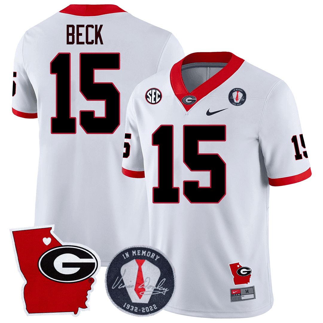 Georgia Bulldogs 2023 Vince Dooley Patch & Georgia State Map Jersey - All Stitched
