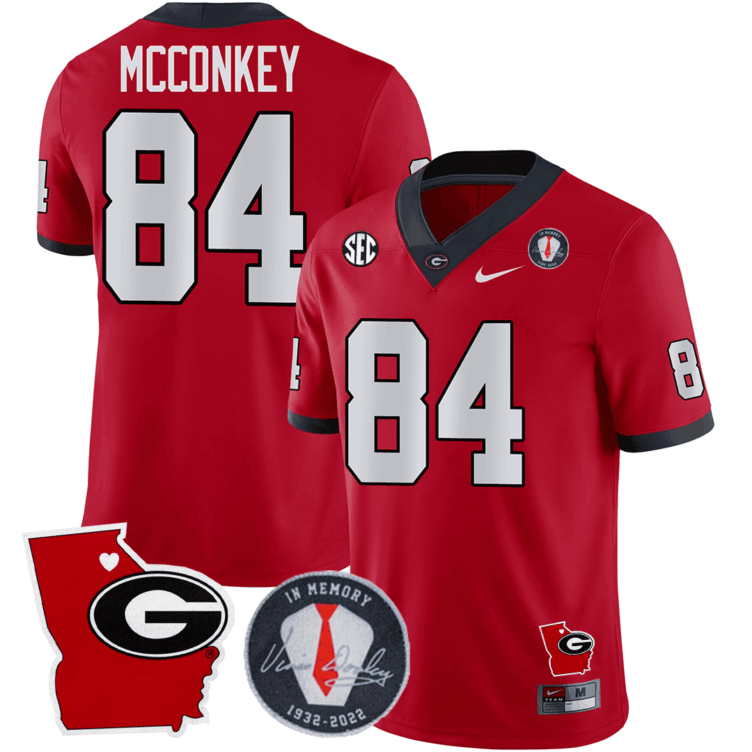 Georgia Bulldogs 2023 Vince Dooley Patch & Georgia State Map Jersey - All Stitched