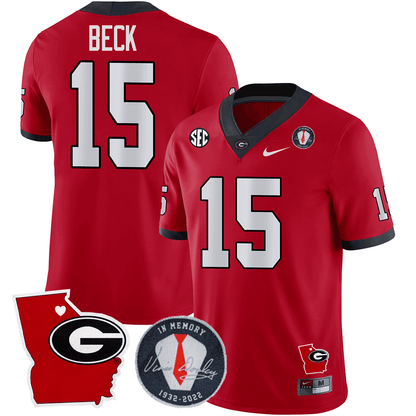 Georgia Bulldogs 2023 Vince Dooley Patch & Georgia State Map Jersey - All Stitched