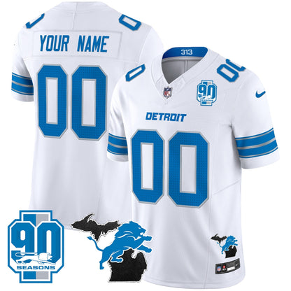 DET 2025 Michigan & 90th Year Patch Vapor Custom Jersey - All Stitched