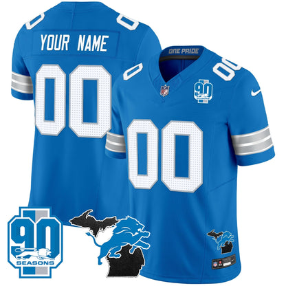 DET 2025 Michigan & 90th Year Patch Vapor Custom Jersey - All Stitched