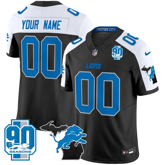 Detroit Lions 2024 Michigan & 90th Year Patch Vapor Custom Jersey - All Stitched