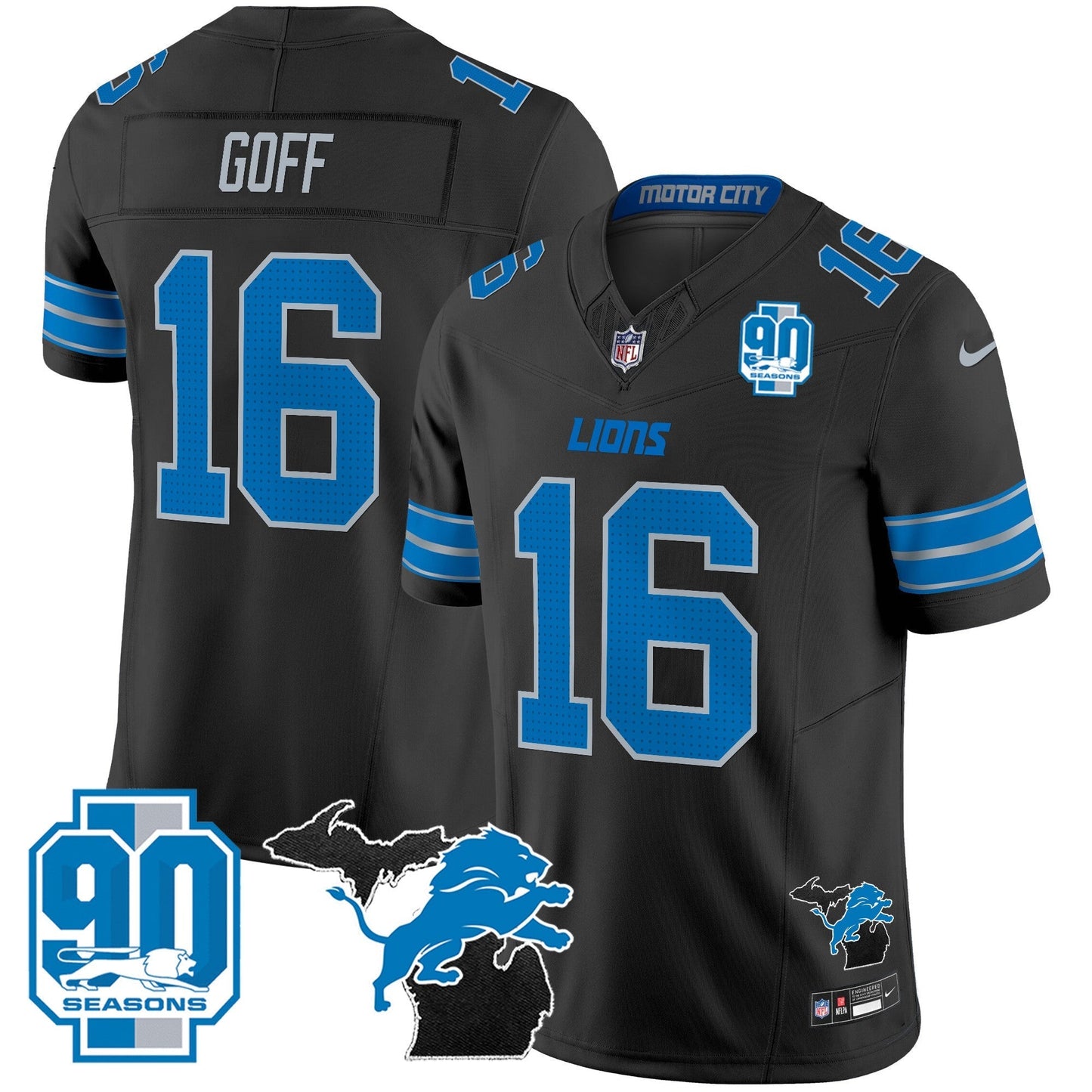 DET 2025 Michigan & 90th Year Patch Vapor Jersey - All Stitched