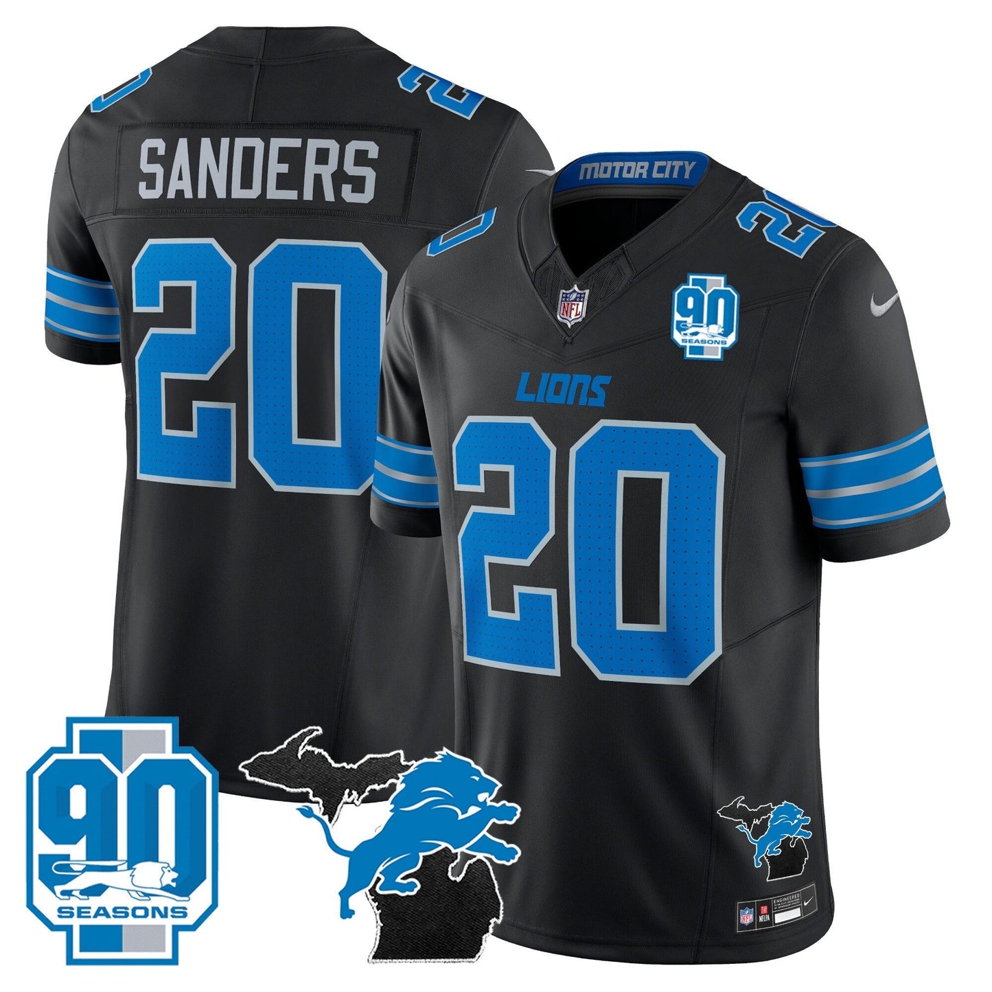 DET 2025 Michigan & 90th Year Patch Vapor Jersey - All Stitched