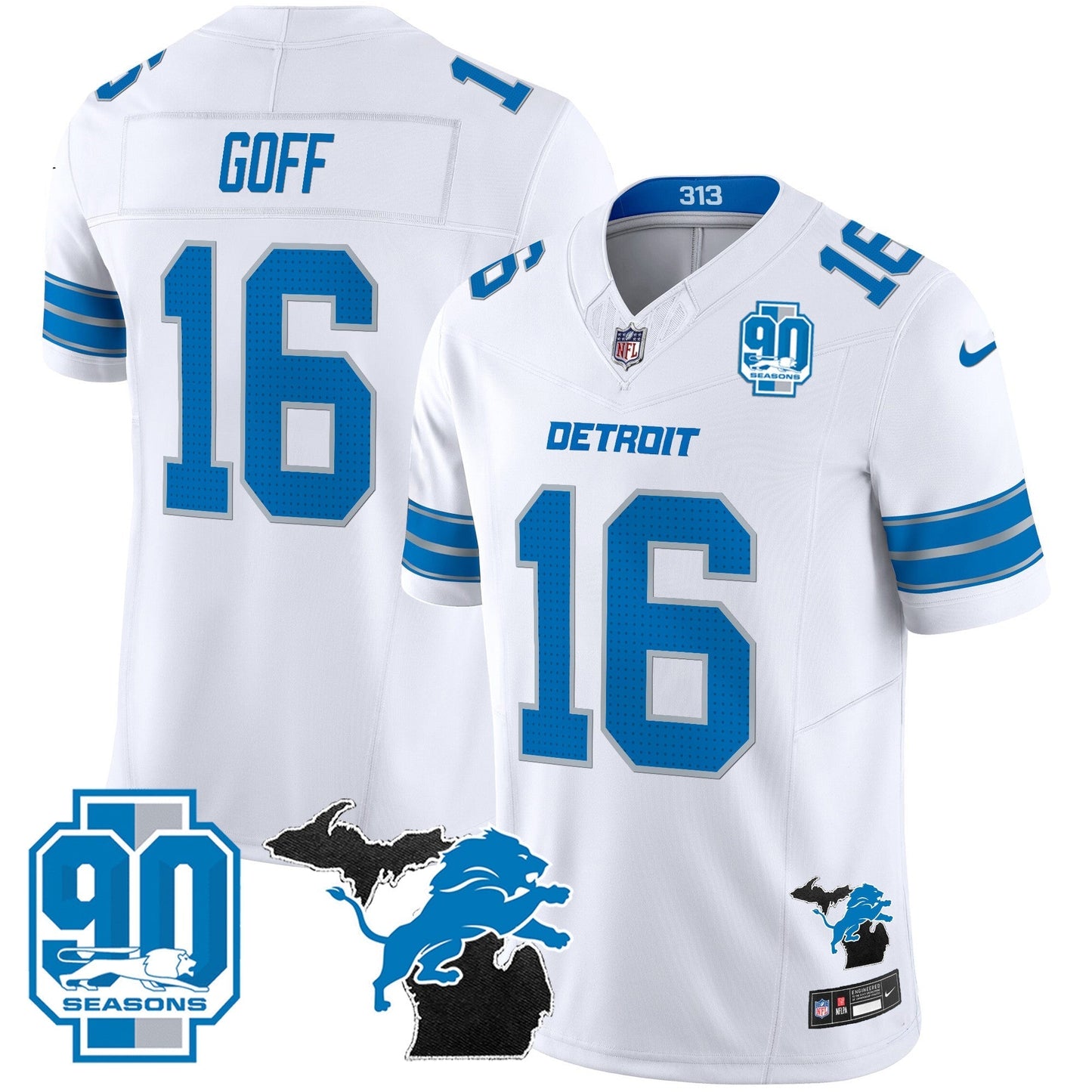DET 2025 Michigan & 90th Year Patch Vapor Jersey - All Stitched