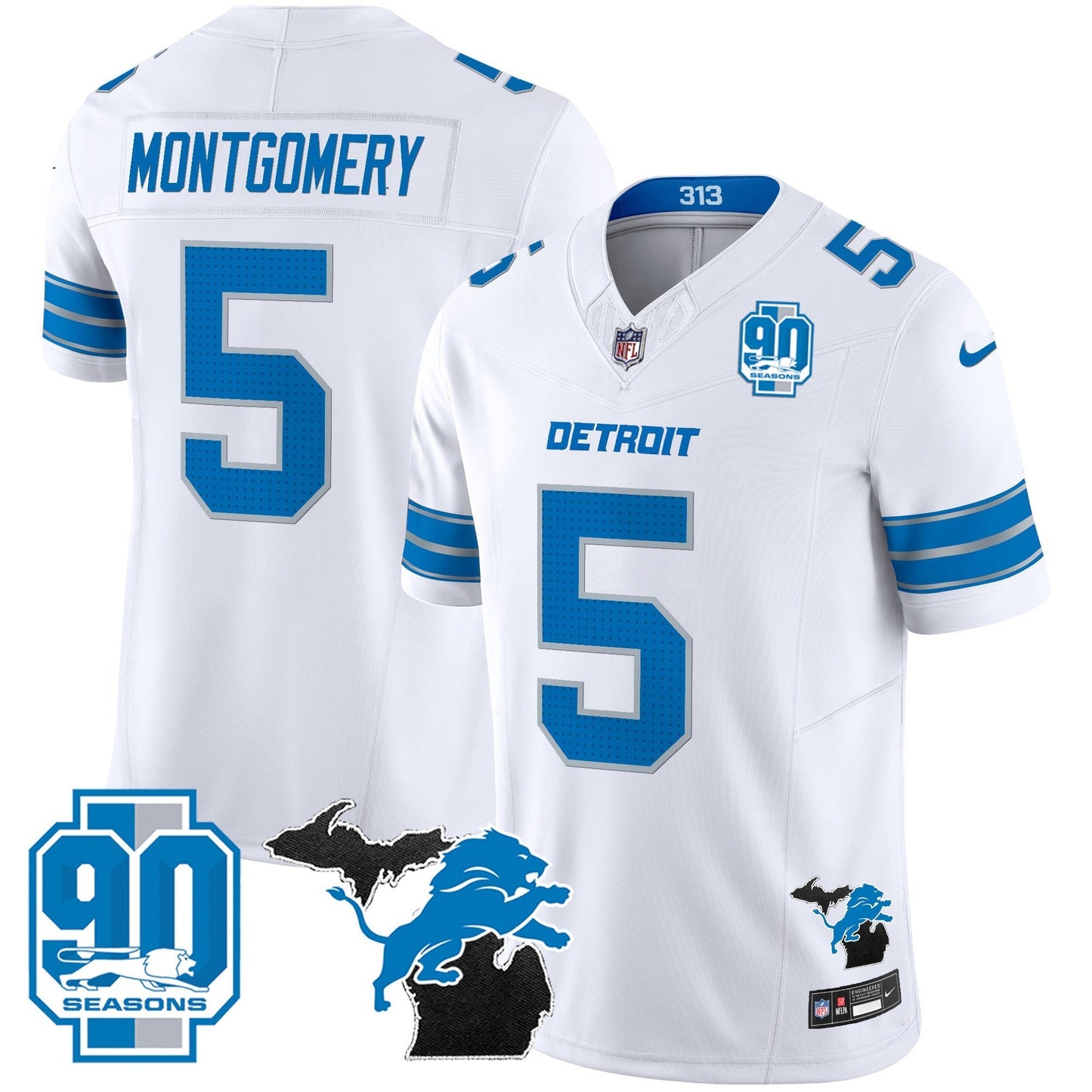 DET 2025 Michigan & 90th Year Patch Vapor Jersey - All Stitched