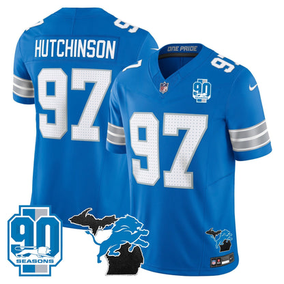 DET 2025 Michigan & 90th Year Patch Vapor Jersey - All Stitched