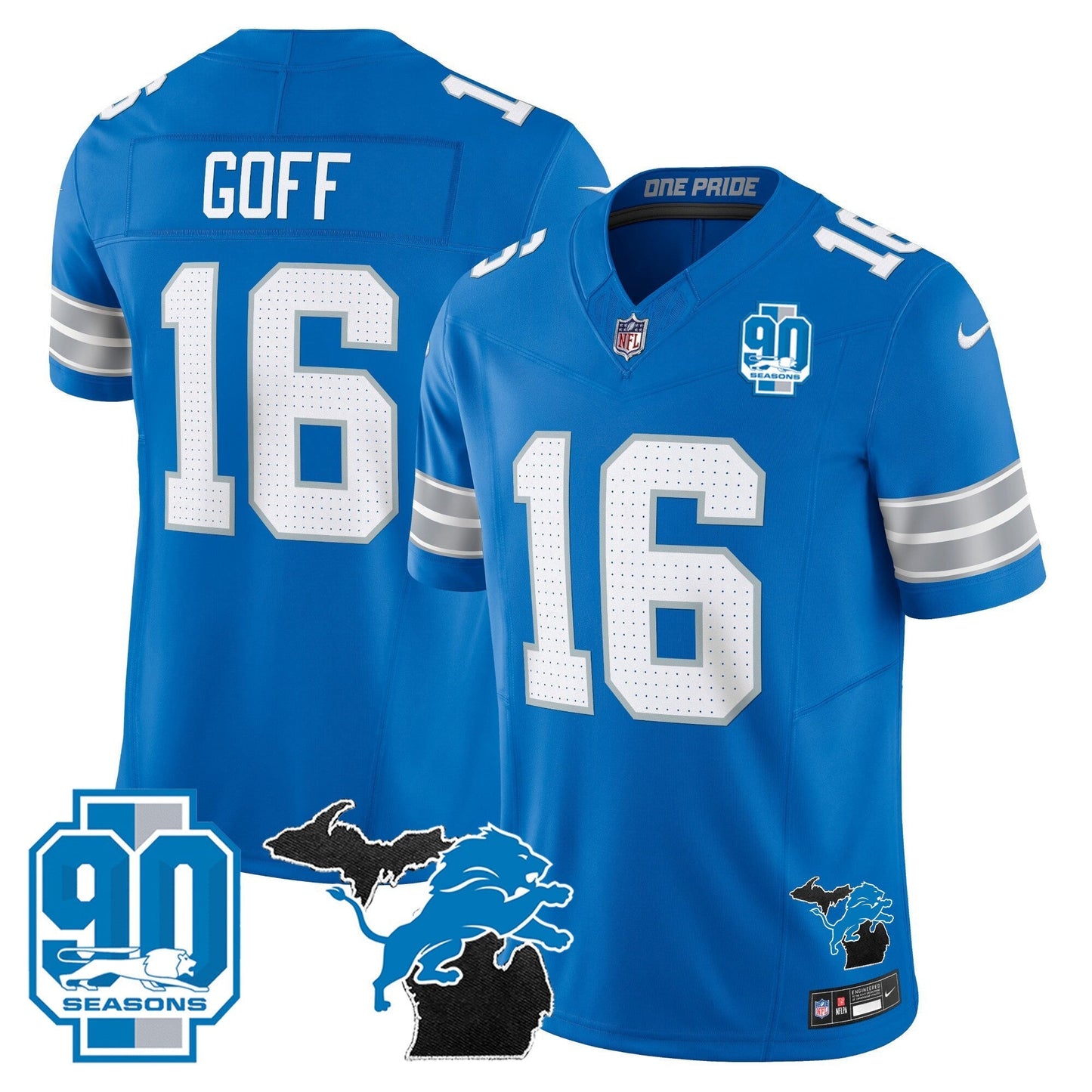 DET 2025 Michigan & 90th Year Patch Vapor Jersey - All Stitched