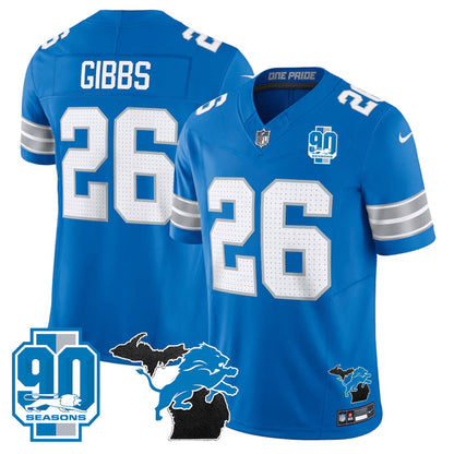 DET 2025 Michigan & 90th Year Patch Vapor Jersey - All Stitched