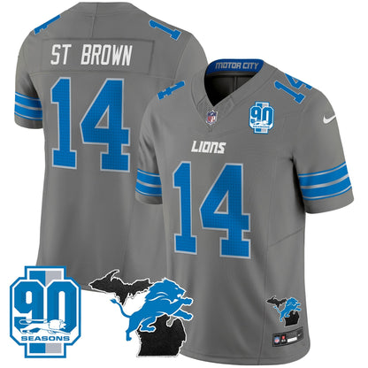 DET 2025 Michigan & 90th Year Patch Vapor Jersey - All Stitched