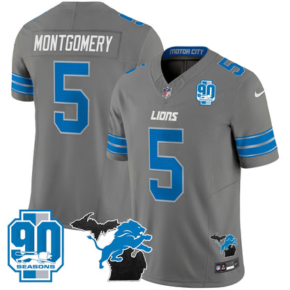 DET 2025 Michigan & 90th Year Patch Vapor Jersey - All Stitched